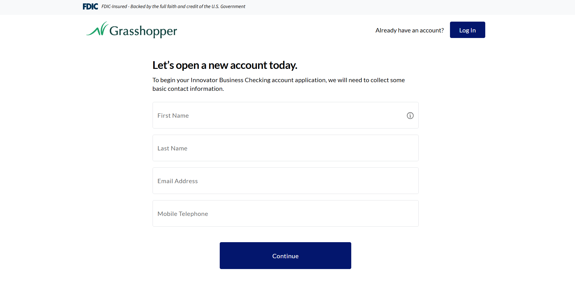 Innovator Business Checking Application - Screen 1.png